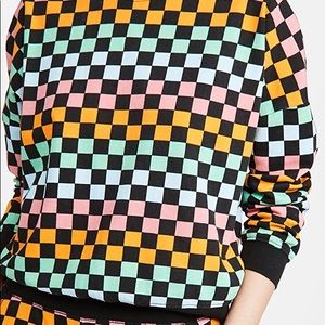 Z supply flocked checkerboard pull over sweatshirt